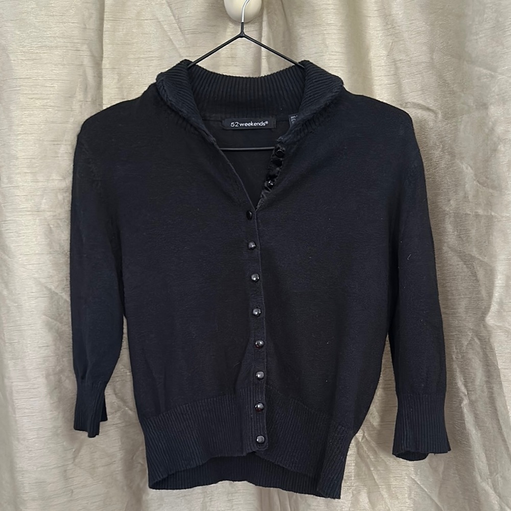 ❤️BUNDLE buy 3 get 15% OFF❤️
52 Weekends Black Cardigan Sweater 3/4 Sleeves